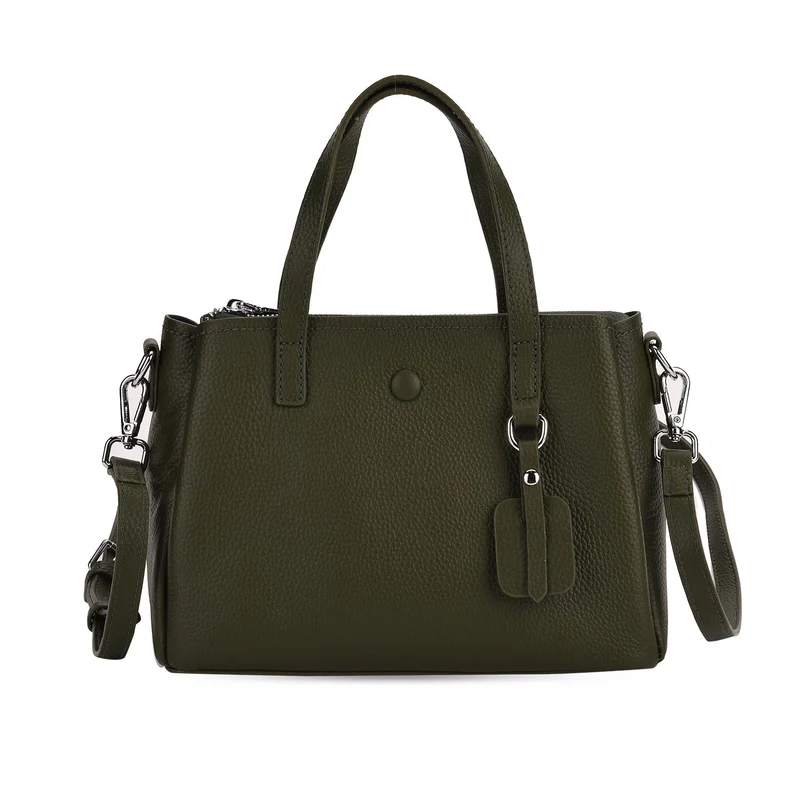 Crossbody-Tasche aus 100% echtem Leder mit Henkel und Schulterriemen, 24x11.5x18 cm, Navy
