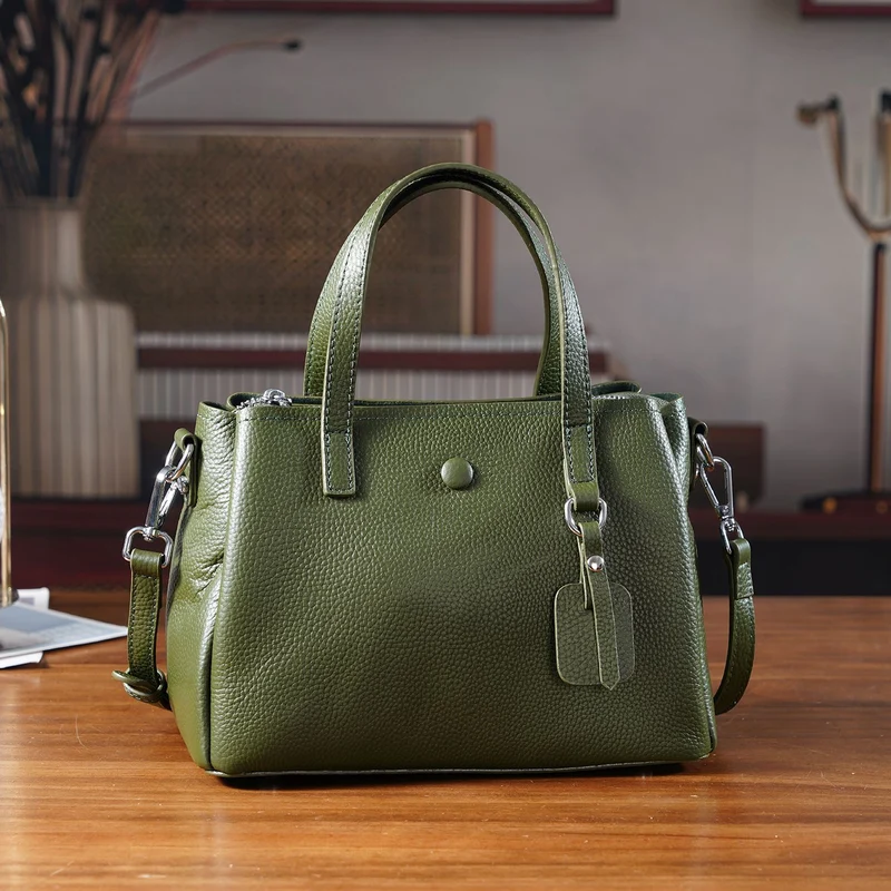 Crossbody-Tasche aus 100% echtem Leder mit Henkel und Schulterriemen, 24x11.5x18 cm, Navy
