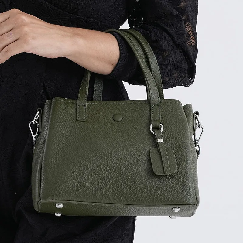 Crossbody-Tasche aus 100% echtem Leder mit Henkel und Schulterriemen, 24x11.5x18 cm, Navy