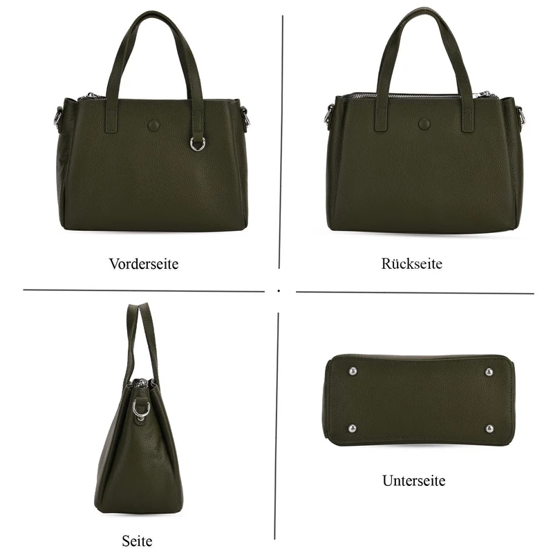 Crossbody-Tasche aus 100% echtem Leder mit Henkel und Schulterriemen, 24x11.5x18 cm, Navy