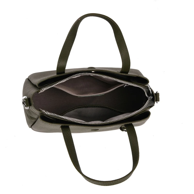 Crossbody-Tasche aus 100% echtem Leder mit Henkel und Schulterriemen, 24x11.5x18 cm, Navy