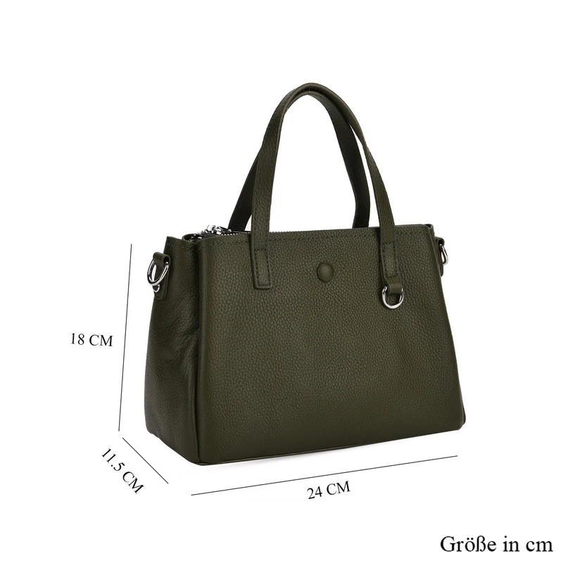 Crossbody-Tasche aus 100% echtem Leder mit Henkel und Schulterriemen, 24x11.5x18 cm, Navy