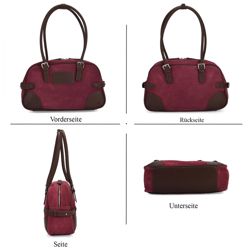 Handtasche aus Echtleder, 34 x 12 x 19 cm, Dunkelkaffee