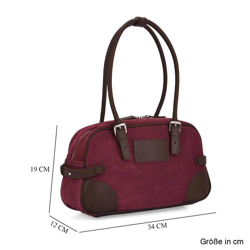 Handtasche aus Echtleder, 34 x 12 x 19 cm, Dunkelkaffee