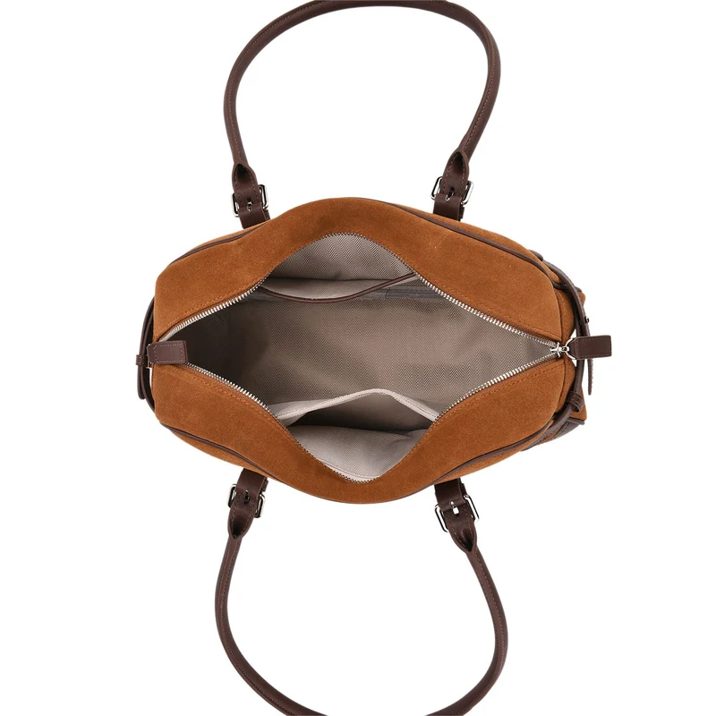 Handtasche aus Echtleder, 34 x 12 x 19 cm, Dunkelkaffee