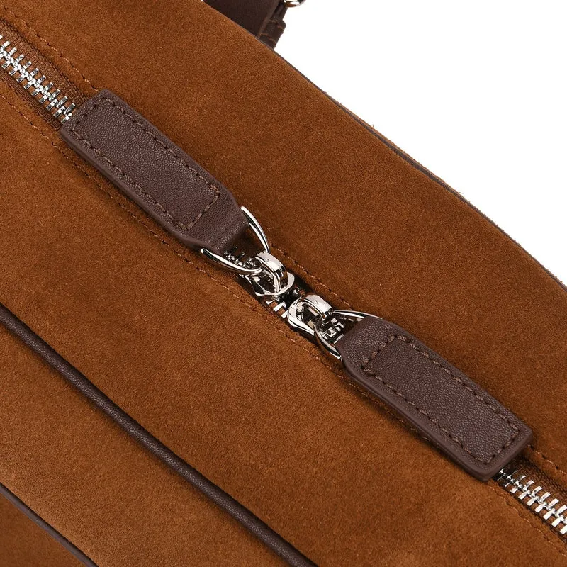 Handtasche aus Echtleder, 34 x 12 x 19 cm, Dunkelkaffee