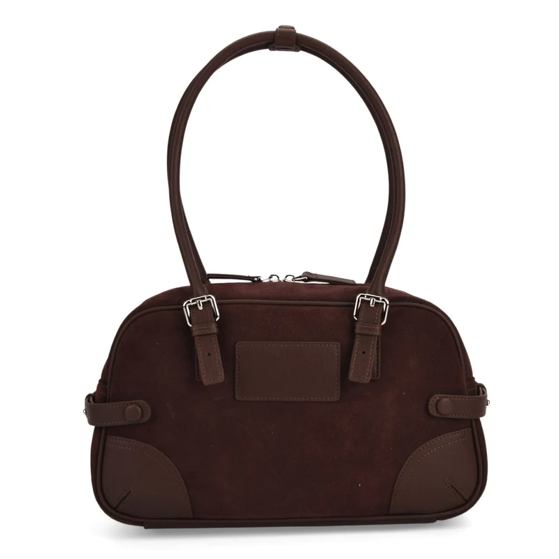 Handtasche aus Echtleder, 34 x 12 x 19 cm, Dunkelkaffee