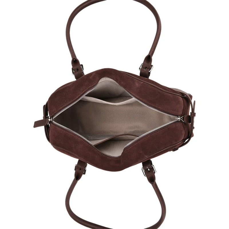 Handtasche aus Echtleder, 34 x 12 x 19 cm, Dunkelkaffee