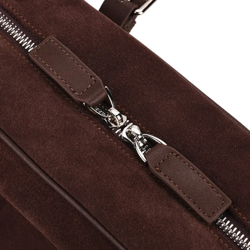 Handtasche aus Echtleder, 34 x 12 x 19 cm, Dunkelkaffee