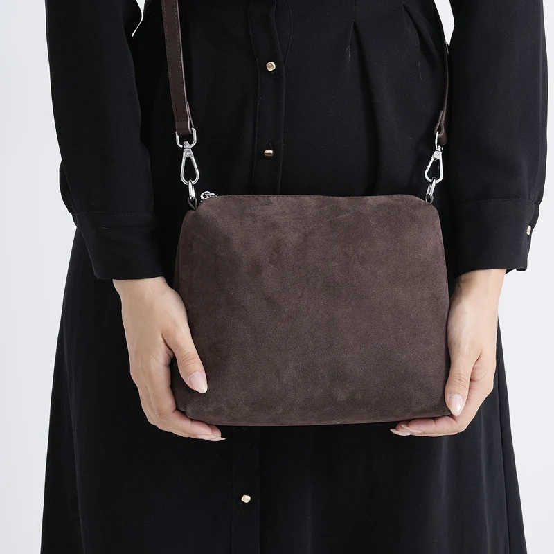2er-Set Echtleder-Taschen, Shopper und Umhängetasche mit trendigem Leopardenmuster, Dunkelbraun