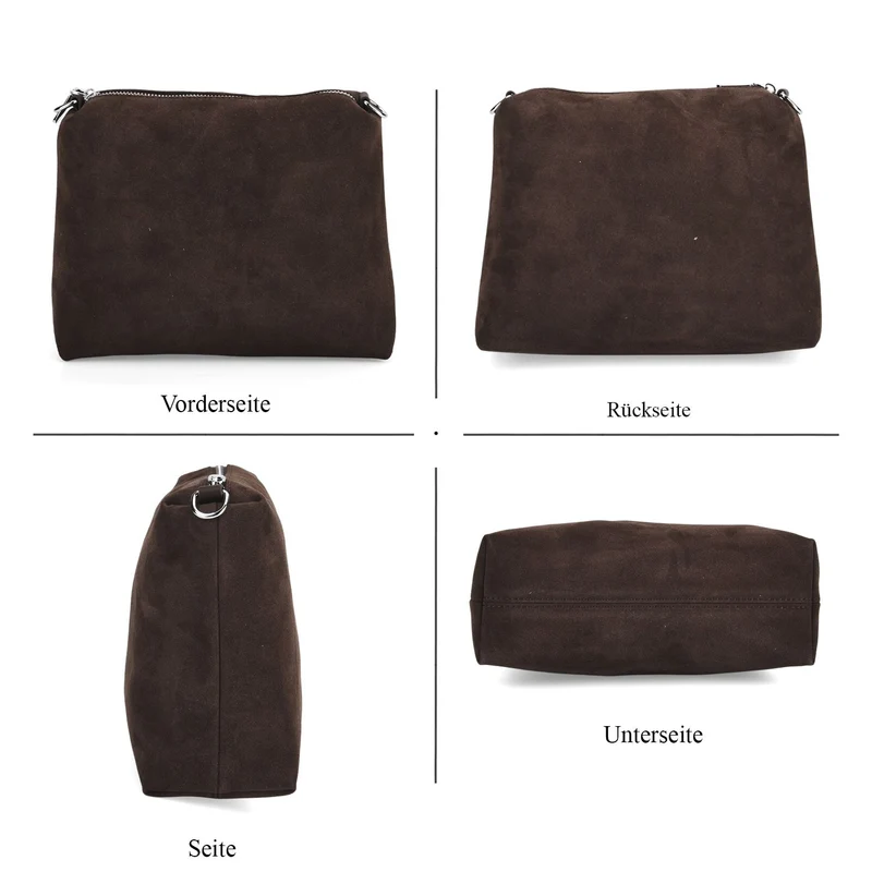2er-Set Echtleder-Taschen, Shopper und Umhängetasche mit trendigem Leopardenmuster, Dunkelbraun