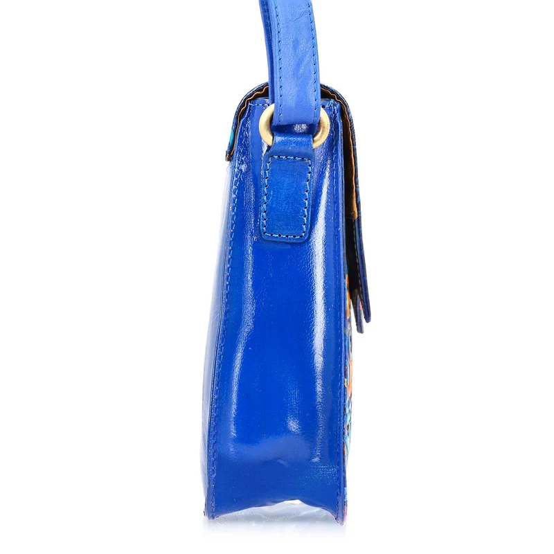 SUKRITI handbemalte Echtleder Tasche mit Prägung 32 x 6 x 19 cm, Schwarz