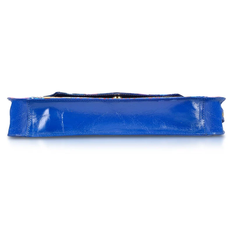 SUKRITI handbemalte Echtleder Tasche mit Prägung 32 x 6 x 19 cm, Schwarz