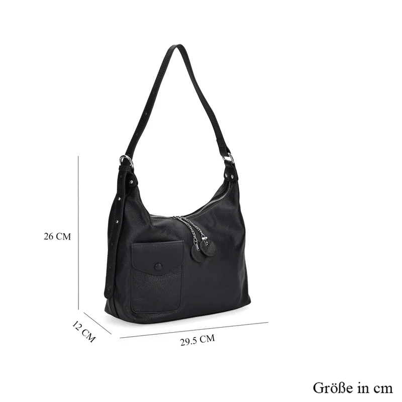 Echtleder-Umhängetasche mit Frontklappe und Rückfach, wahlweise kurzer Leder- oder langer Nylonriemen, 29.5x12x26 cm, Blau