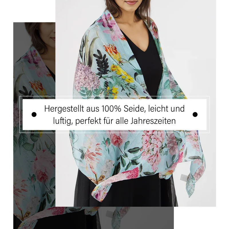 Bedruckter Seidenschal, Größe: 50 x 170 cm