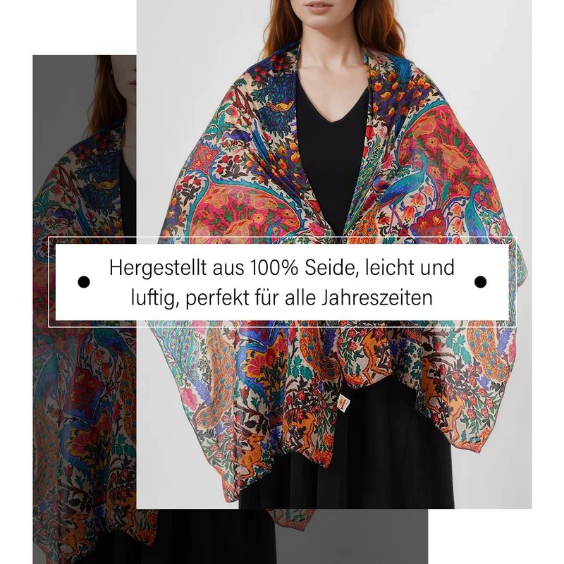 Bedruckter Seidenschal, Größe: 50 x 170 cm