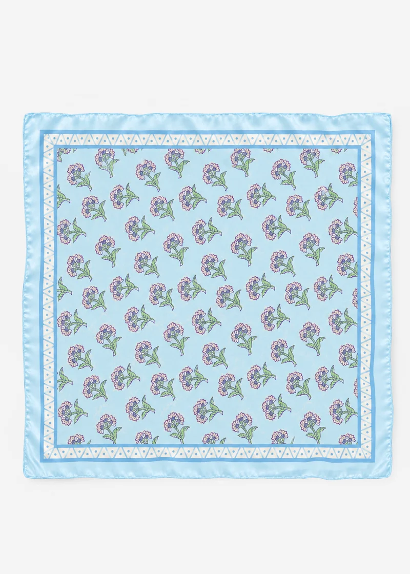 Halstuch mit Blümchen-Print - hellblau