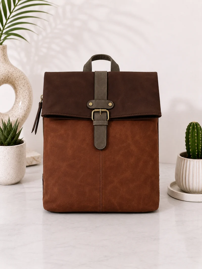 Rucksack in Vintage Lederoptik - Brown -Coffee