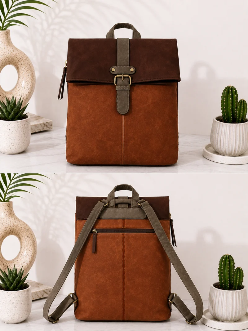 Rucksack in Vintage Lederoptik - Brown -Coffee