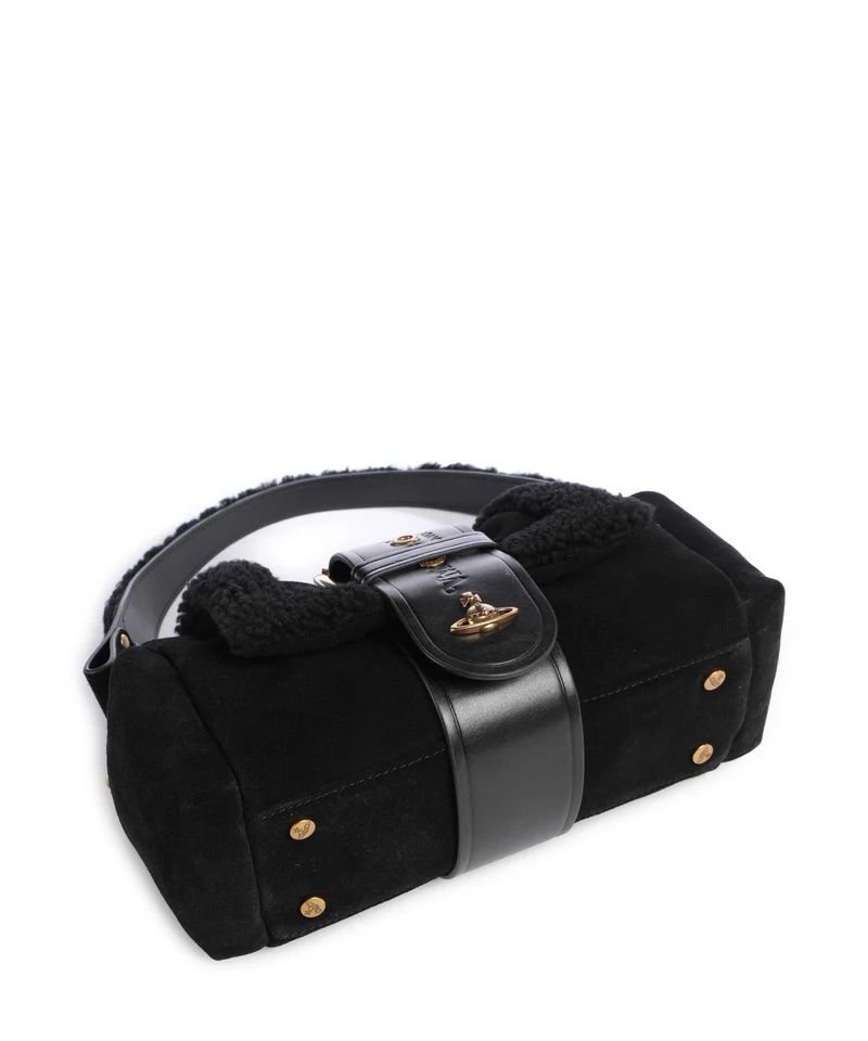 Vivienne Westwood Hazel Treasure Shearling Suede Schultertasche black