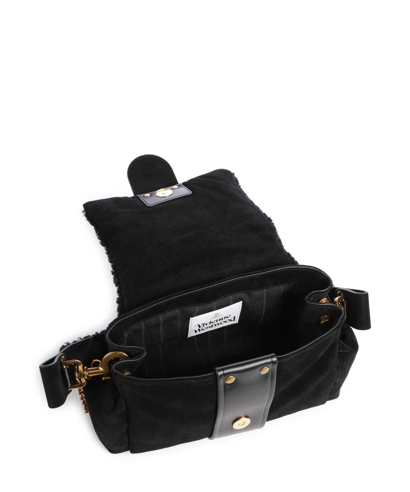Vivienne Westwood Hazel Treasure Shearling Suede Schultertasche black