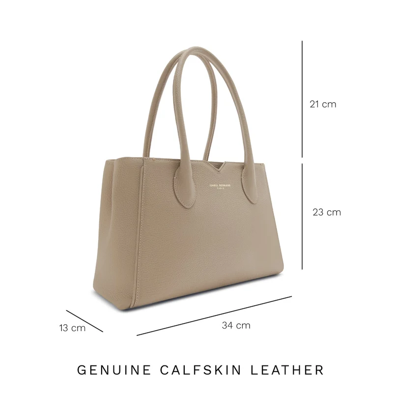 Isabel Bernard Honoré Cloe Midi Taupe Kalbsleder Handtaschen IB25082-078