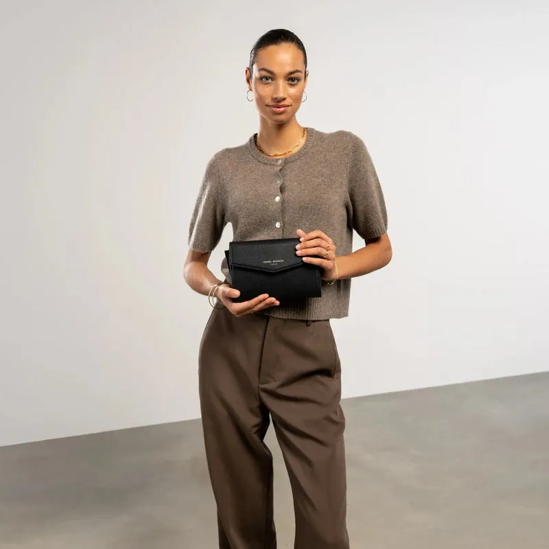 Isabel Bernard Honoré Lina Schwarze Clutch Mit Abnehmbarer Schulterkette IB21135-001