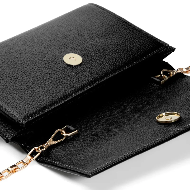 Isabel Bernard Honoré Lina Schwarze Clutch Mit Abnehmbarer Schulterkette IB21135-001