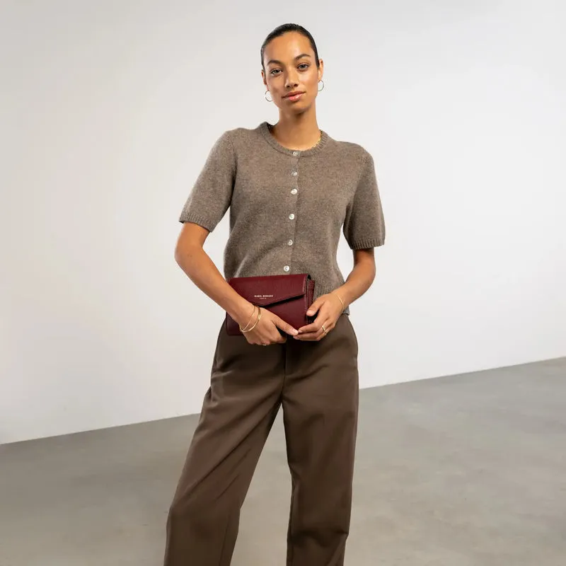 Isabel Bernard Honoré Lina Bordeauxrote Clutch Mit Abnehmbarer Schulterkette IB21135-052