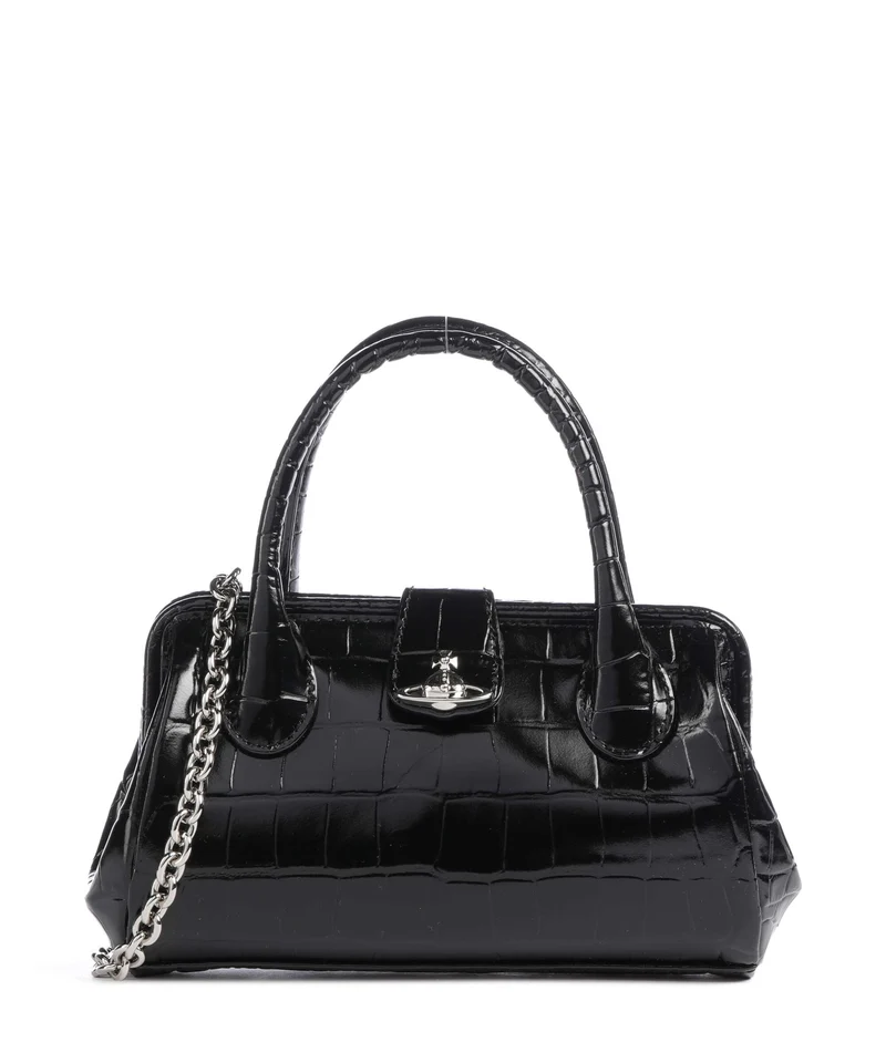 Vivienne Westwood Pamela Embossed Croc Small Umhängetasche black