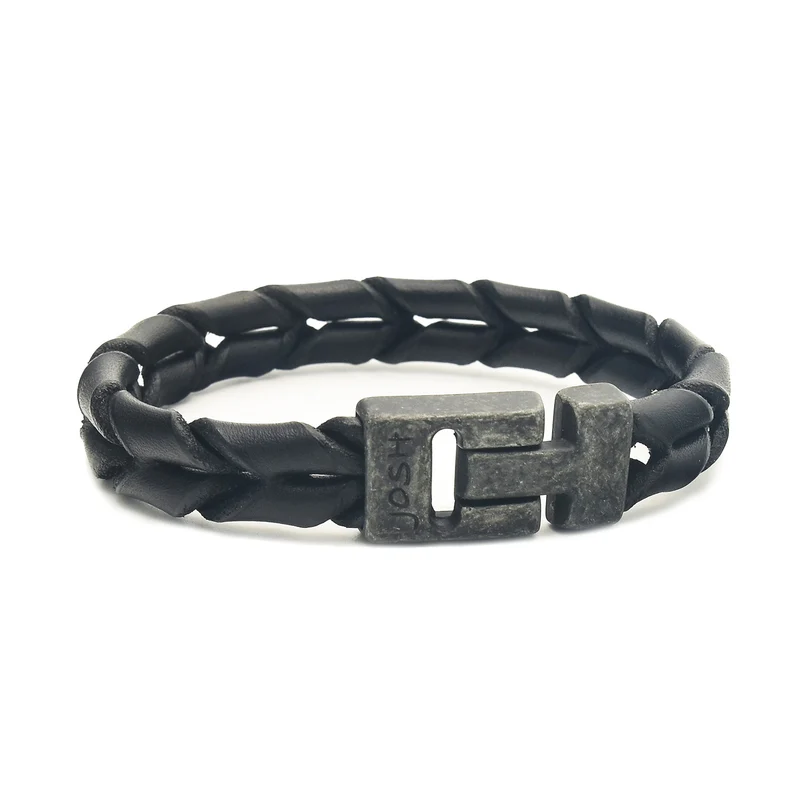 Josh Leather Bracelet 09284-BRA-VB/BLACK/M
