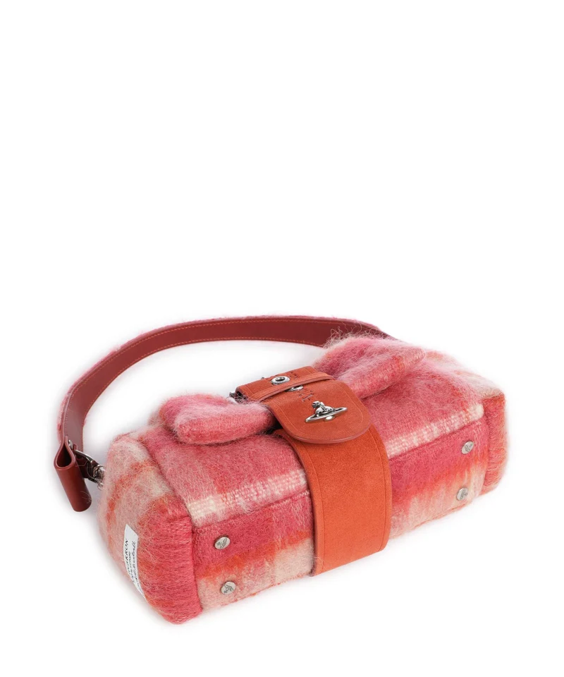 Vivienne Westwood Hazel Treasure Tartan Mohair Schultertasche fraser pink