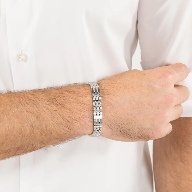 Hugo Boss Edelstahl Silberfarbenes Herren Gliederarmband HBJ1580812
