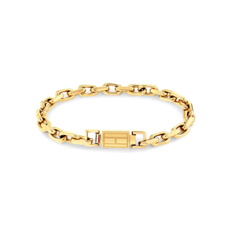 Tommy Hilfiger Edelstahl Goldfarbenes Herren Gliederarmband TJ2790716