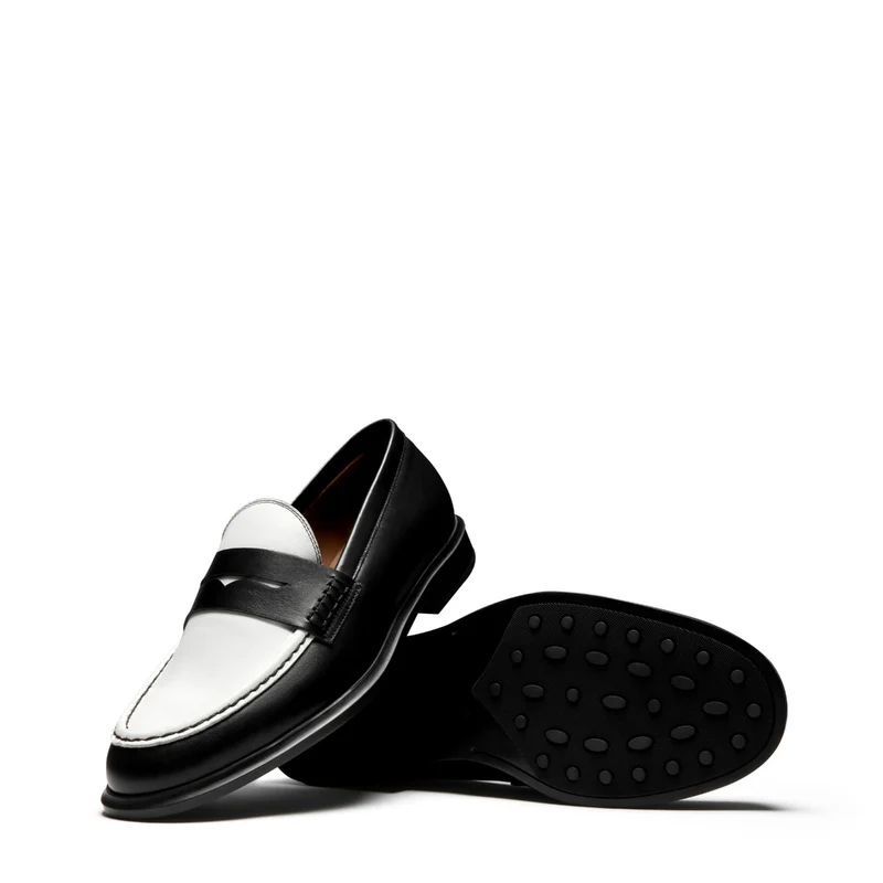 Vendôme Blandine Schwarz und Weiß Kalbsleder Loafers IB51015-10176-37