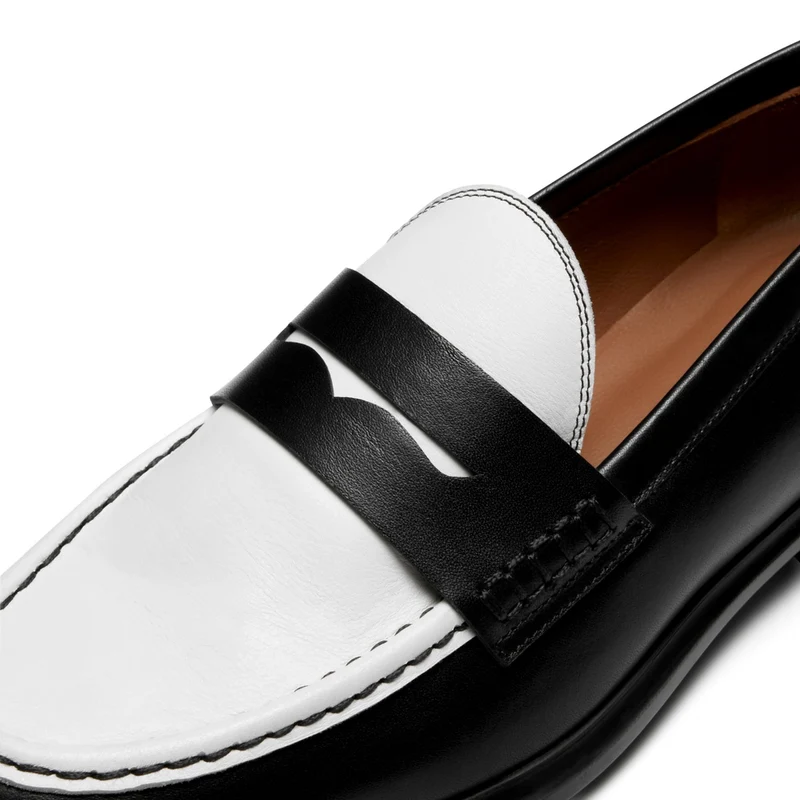 Vendôme Blandine Schwarz und Weiß Kalbsleder Loafers IB51015-10176-37