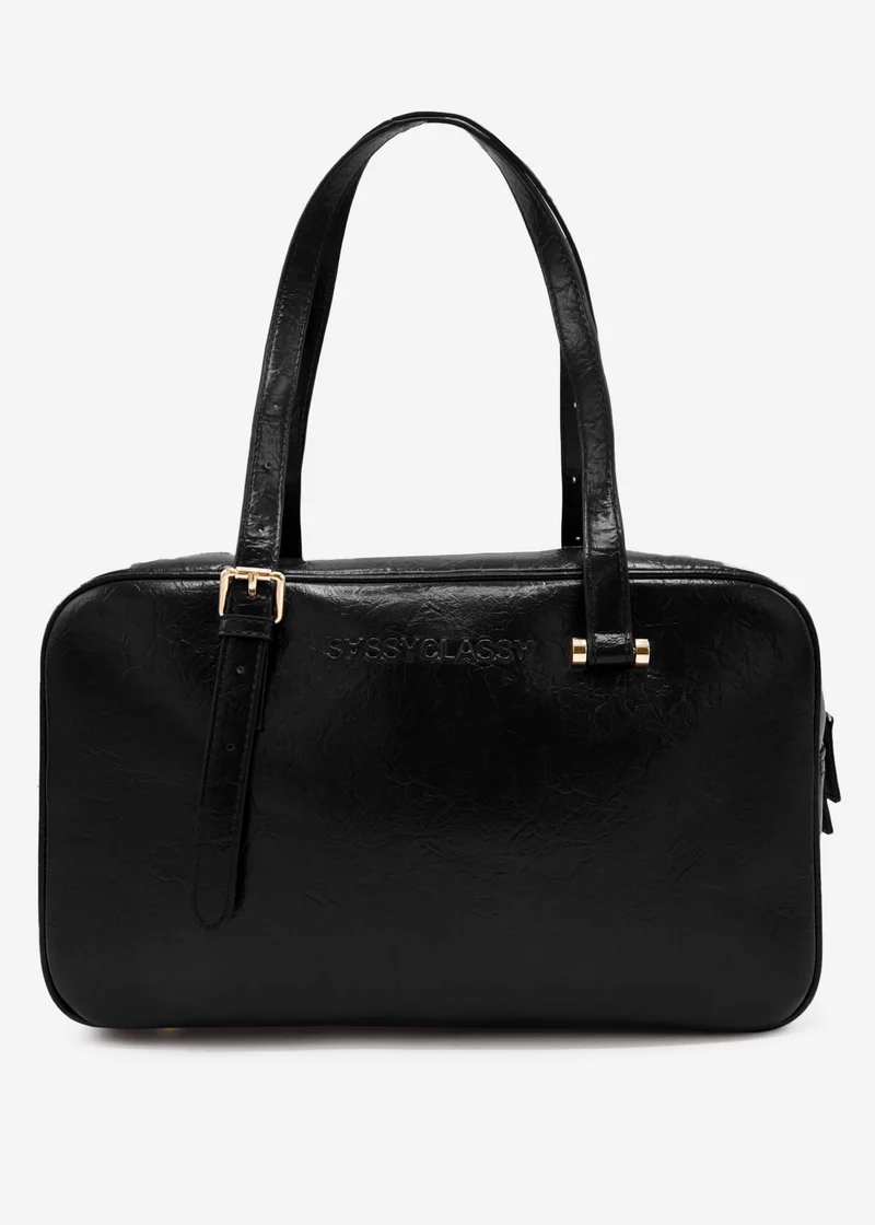 Bowlingtasche aus Kunstleder - schwarz