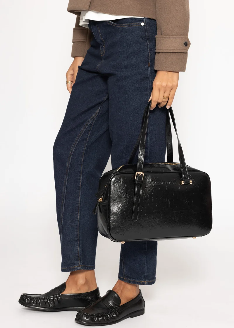Bowlingtasche aus Kunstleder - schwarz