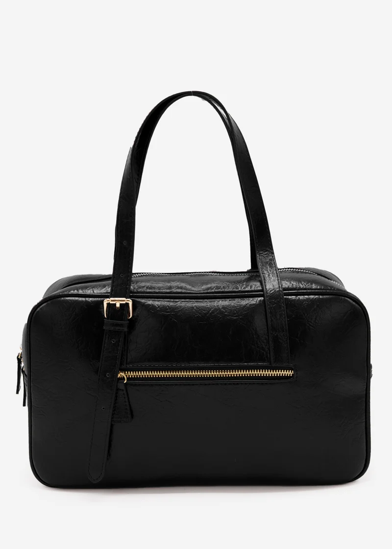 Bowlingtasche aus Kunstleder - schwarz