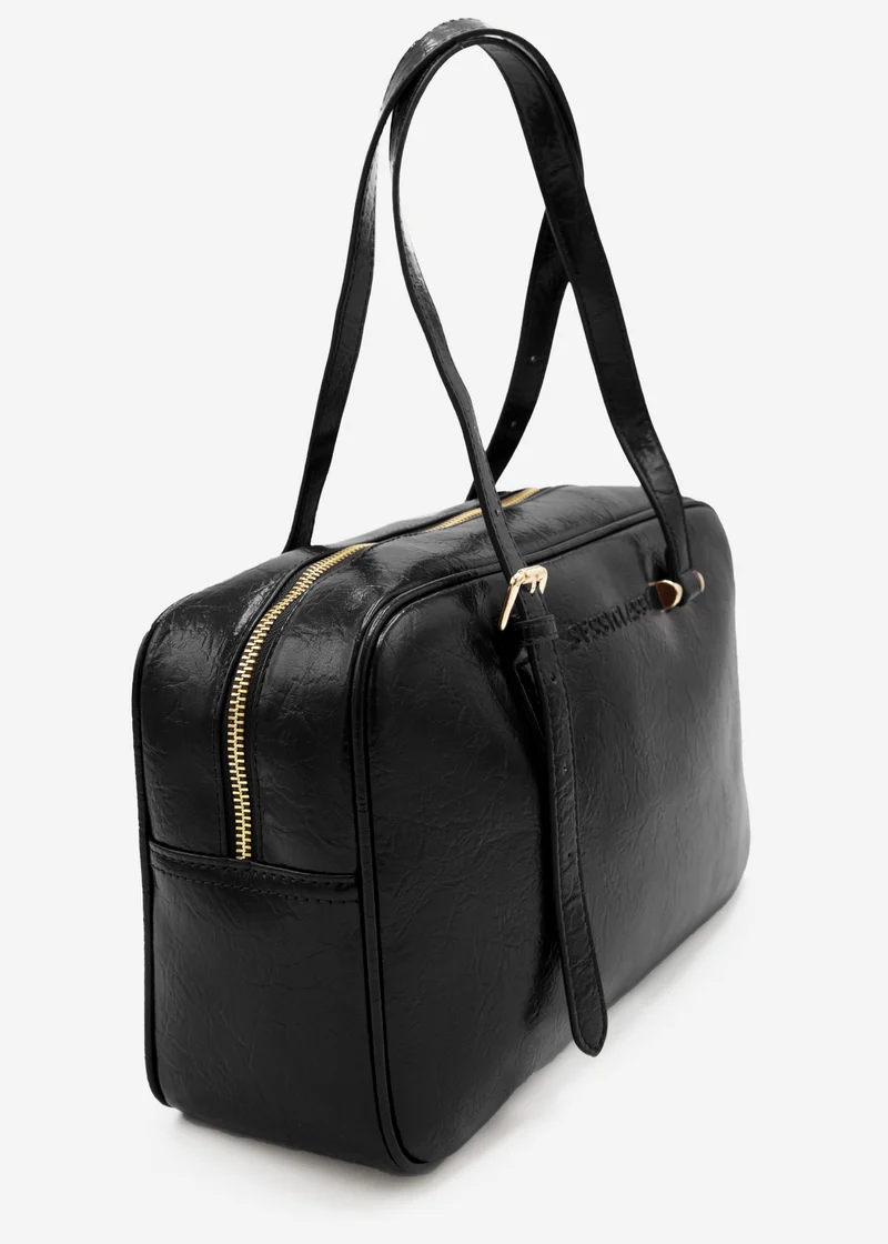 Bowlingtasche aus Kunstleder - schwarz