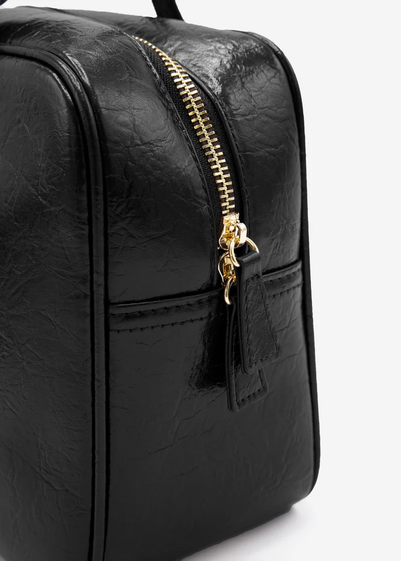 Bowlingtasche aus Kunstleder - schwarz