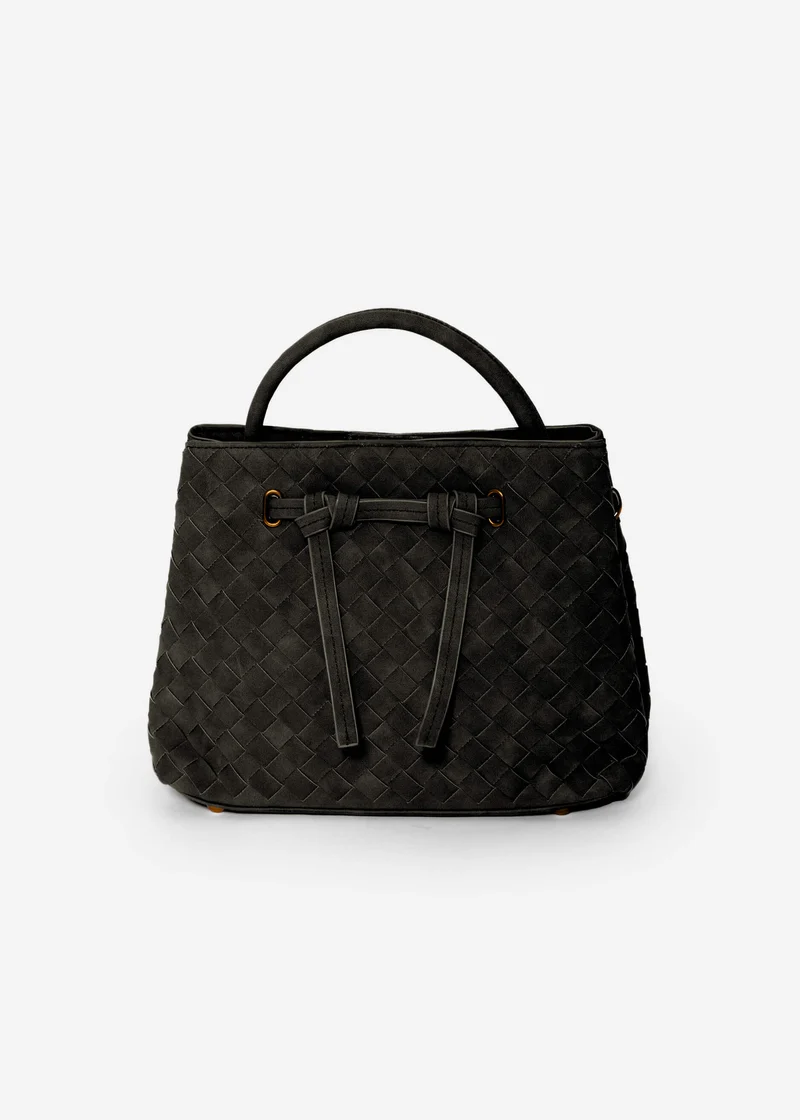 Gewebte Handtasche - schwarz