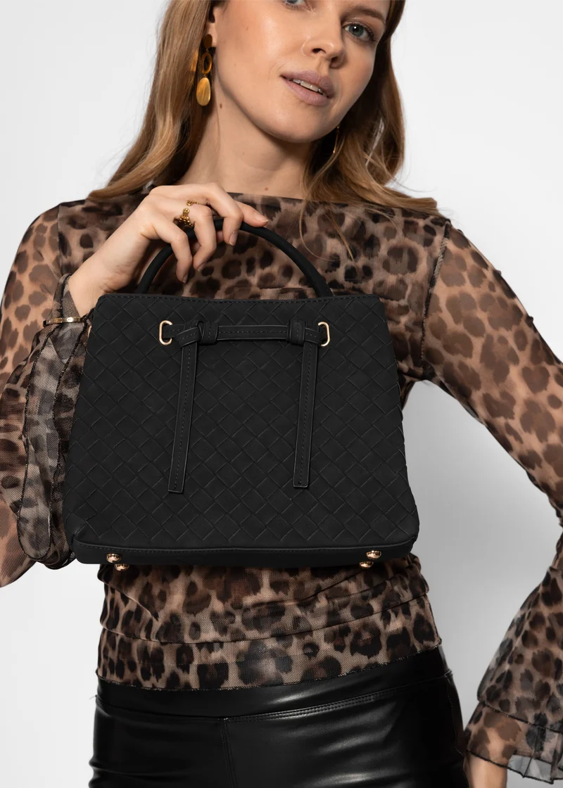 Gewebte Handtasche - schwarz