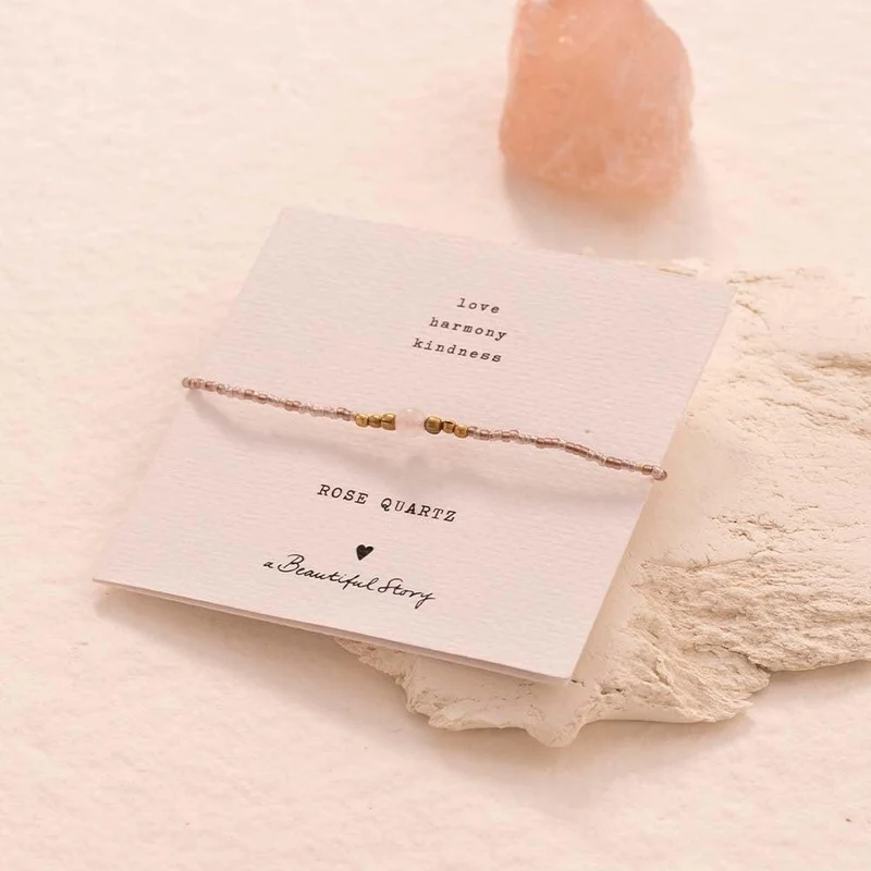 Armband Gold Iris Card Rosenquarz
