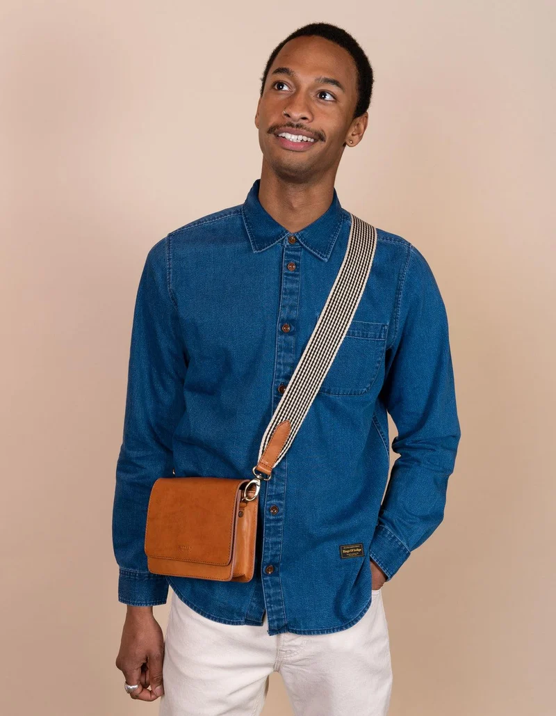 Handtasche vegan Audrey Mini Apfelleder Cognac