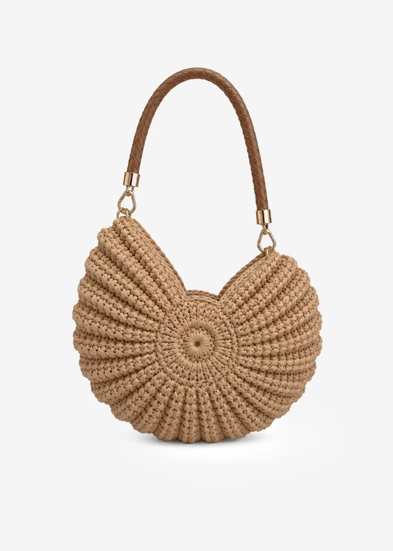 Crochet Muschel Tasche - beige