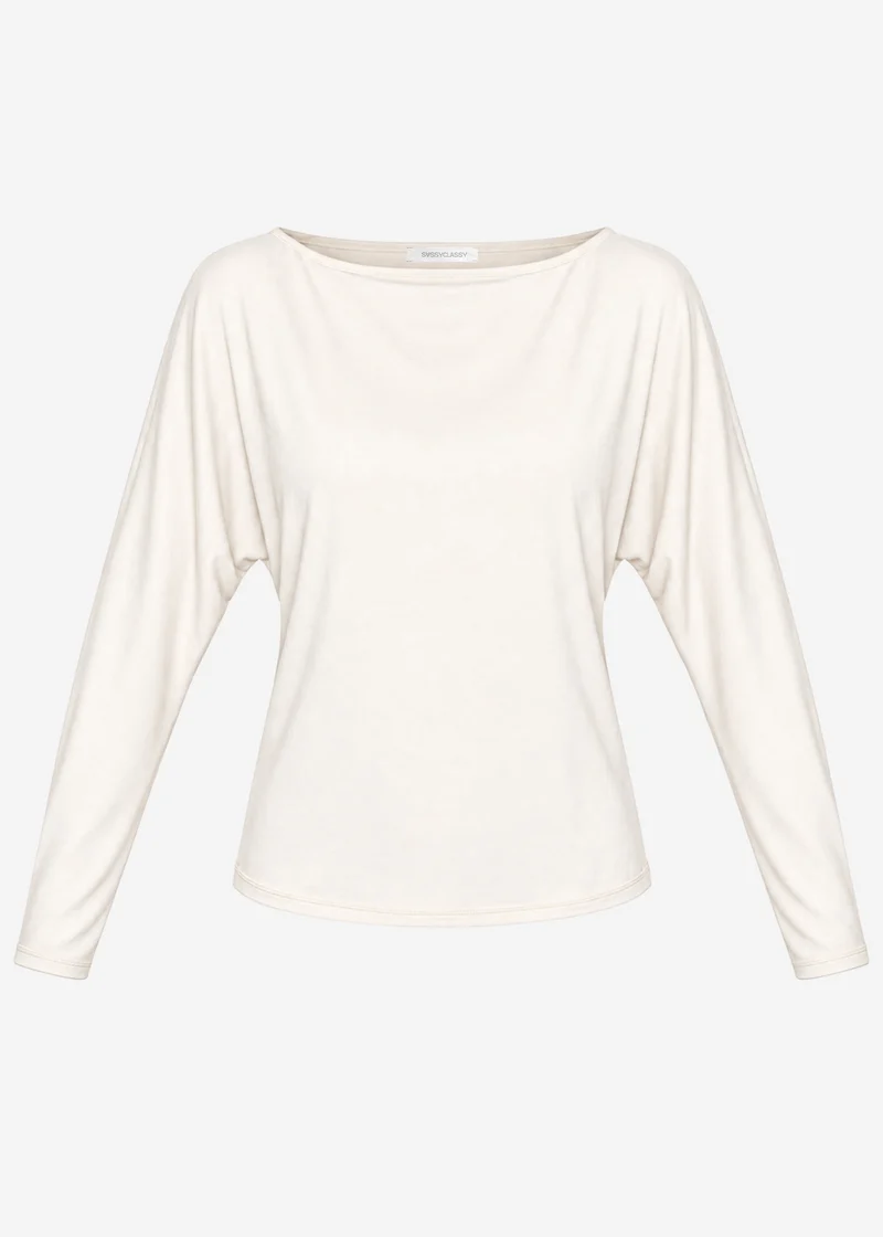 Langarmshirt mit Fledermausärmeln - beige