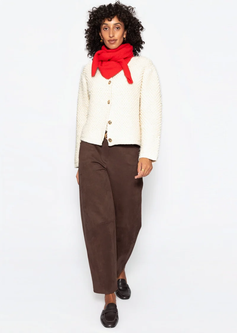 Bouclé Strickjacke - offwhite