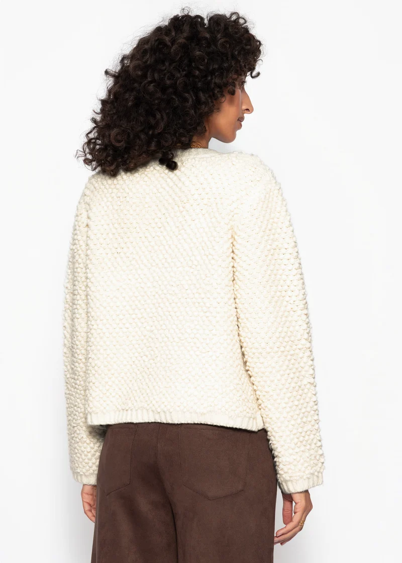 Bouclé Strickjacke - offwhite
