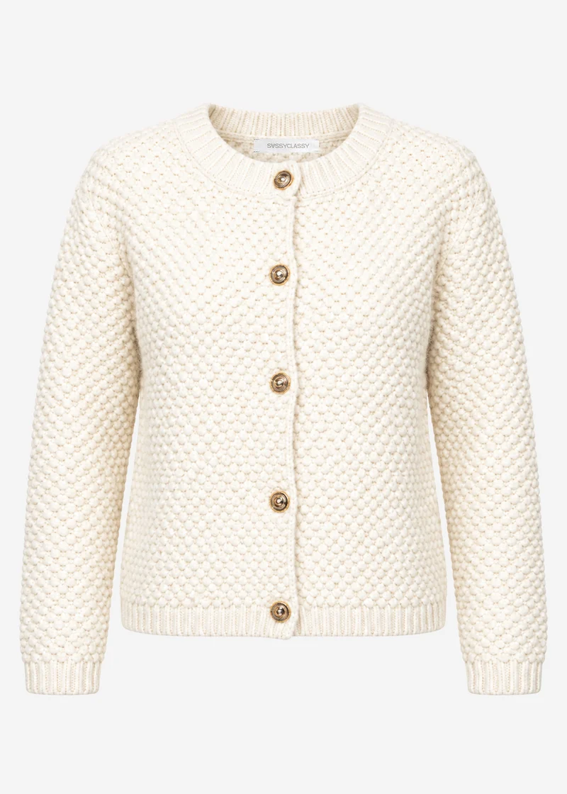 Bouclé Strickjacke - offwhite